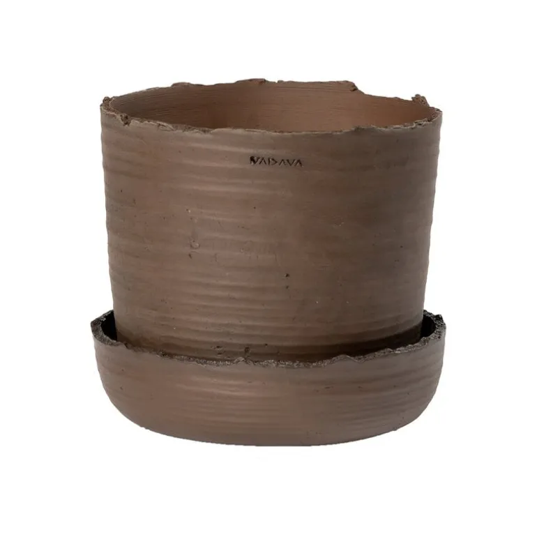 Vaidava Ceramics Soil kruka med fat, M, brun