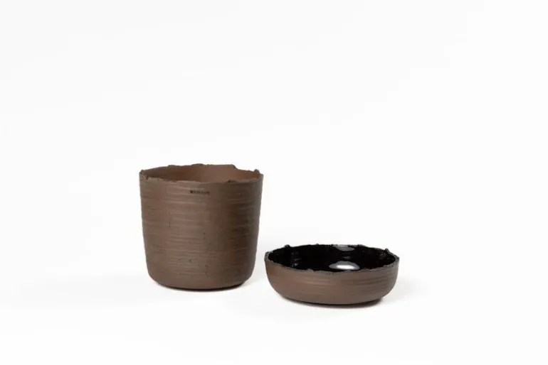 Vaidava Ceramics Soil kruka med fat, M, brun
