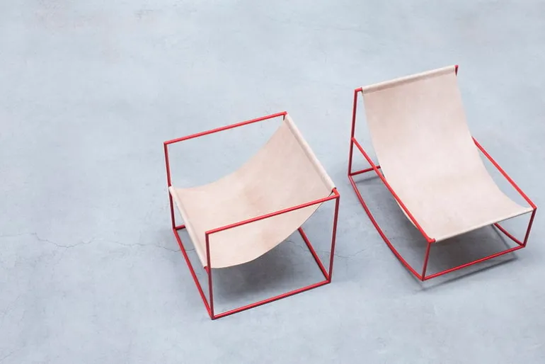 valerie_objects Solo Seat fåtölj, röd - läder