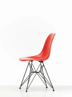 Vitra Eames DSR stol, fiberglas, klassisk röd - basic dark