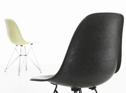 Vitra Eames DSR stol, fiberglas, elephant hide grey - svart