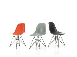Vitra Eames DSR stol, fiberglas, elephant hide grey - svart