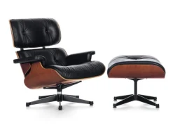 Vitra Eames fåtölj, klassisk storlek, valnöt - svart läder