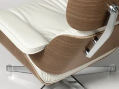 Vitra Eames Lounge Chair, ny storlek, vit valnöt - vitt skinn