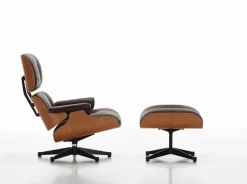 Vitra Eames Lounge Chair, ny storlek, American cherry - svart läder