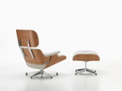 Vitra Eames Lounge Chair, ny storlek, Am. cherry - Nubia grädde/sand