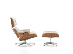 Vitra Eames Lounge Chair&Ottoman, ny stl, Am. cherry-Nubia grädde/sand