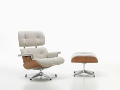 Vitra Eames Lounge Ottoman, American cherry - Nubia grädde-sand