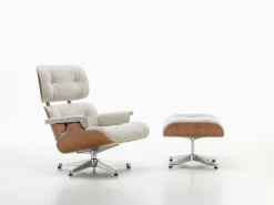 Vitra Eames Lounge Ottoman, American cherry - Nubia grädde-sand