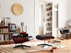 Vitra Eames Lounge Ottoman, valnöt - svart läder