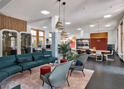 Vitra Slow Chair, blå/grön - choklad