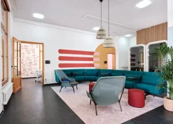 Vitra Slow Chair, blå/grön - choklad