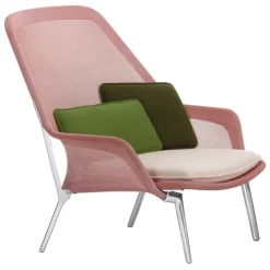 Vitra Slow Chair, röd/grädde - aluminium