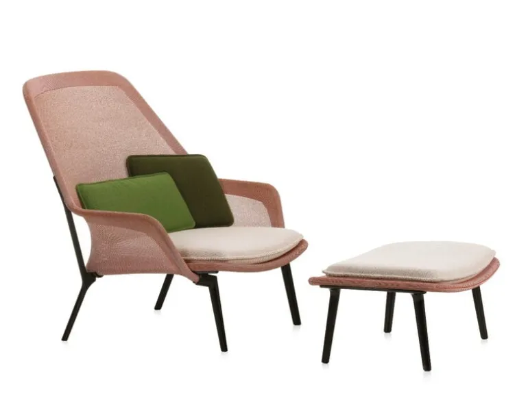 Vitra Slow Chair, röd/grädde - choklad