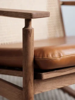 Warm Nordic Swing gungstol, teak - Silk cognac läder