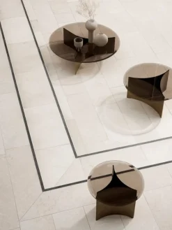 Wendelbo Arc soffbord, stor, brunt glas - bronspatinerat stål