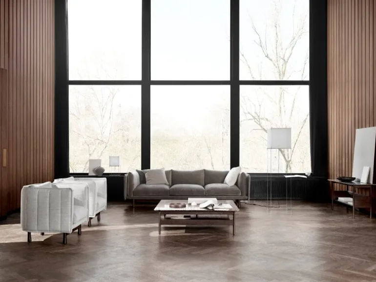 Wendelbo Collect konsolsidobord, låg, mörkbrun - Emperador-marmor