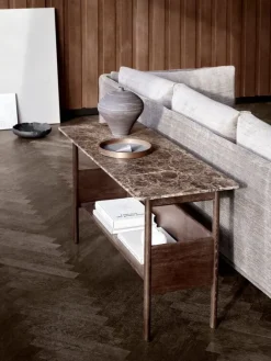 Wendelbo Collect konsolsidobord, låg, mörkbrun - Emperador-marmor