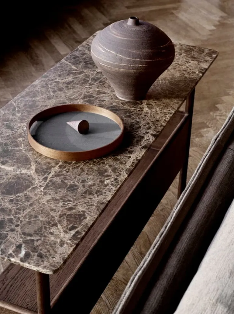 Wendelbo Collect konsolsidobord, låg, mörkbrun - Emperador-marmor