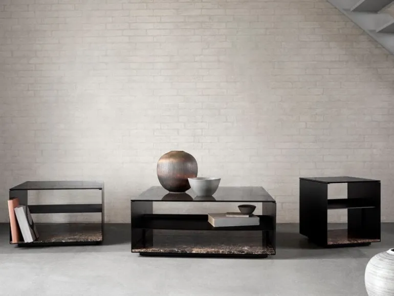 Wendelbo Expose sidobord, litet, brunt glas - Emperador-marmor