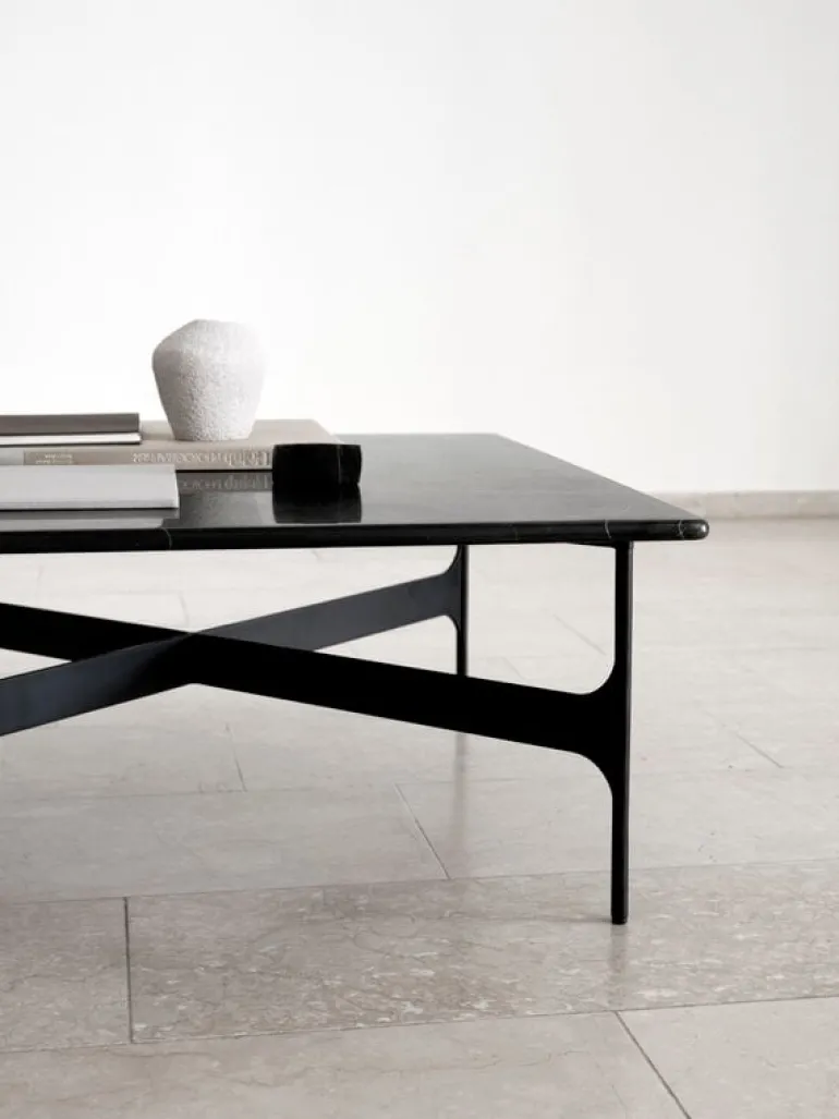 Wendelbo Floema fyrkantigt soffbord, svart - svart marmor