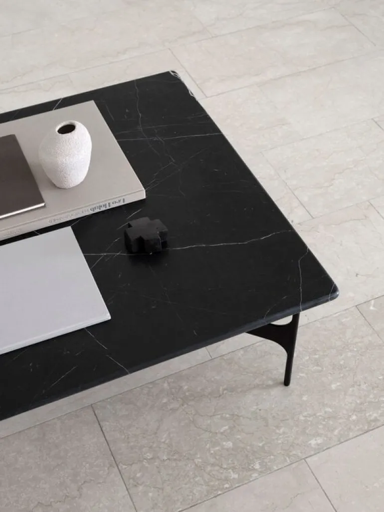 Wendelbo Floema fyrkantigt soffbord, svart - svart marmor