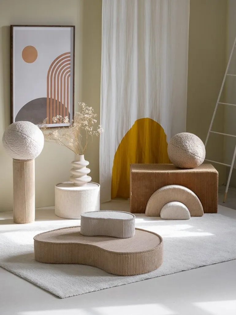 Wigiwama Pouffe set, pink mousse