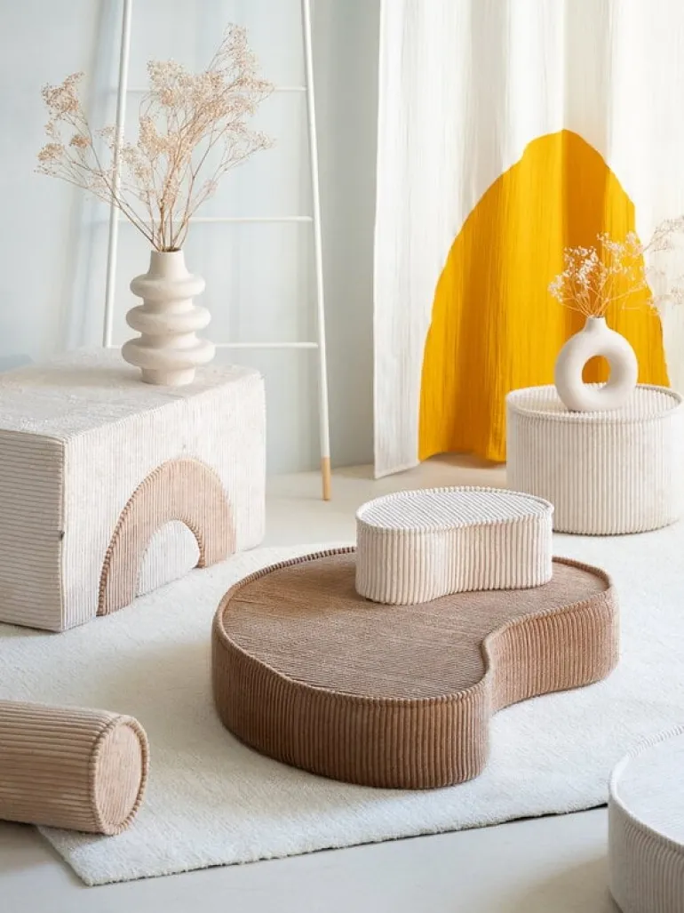 Wigiwama Pouffe set, pink mousse