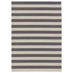 Woodnotes Big Stripe In-Out matta, melange grå - ljus sand