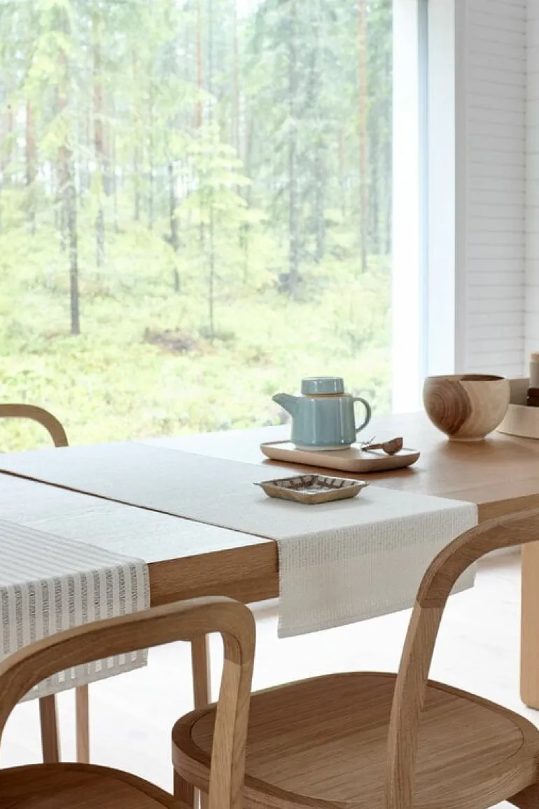 Woodnotes Morning bordslöpare, 35 x 120 cm, vit - sten