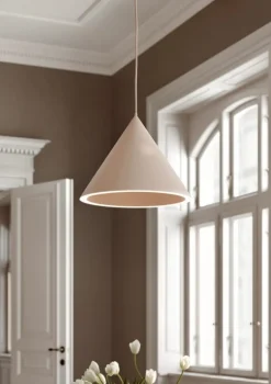 Woud Annular pendellampa, stor, beige