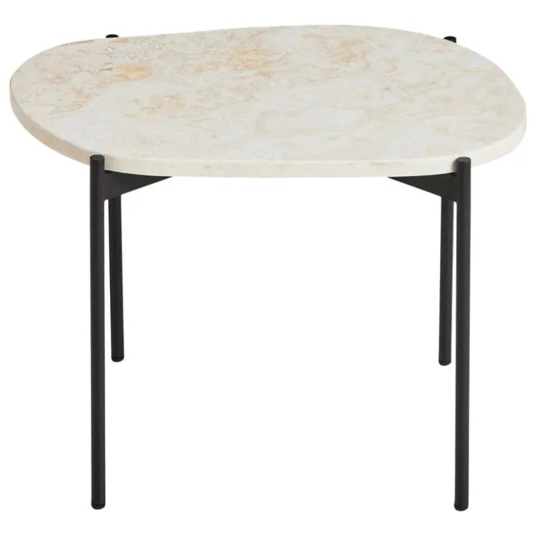 Woud La Terra sidobord, M, elfenbensfärgad travertin - svart