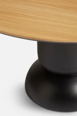 Woud Ludo matbord, 130 cm, svart - vitpigmenterad lackad ek