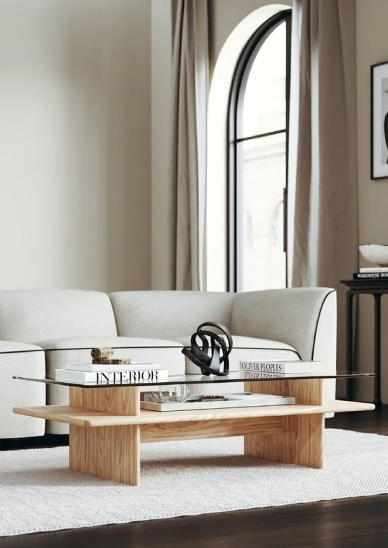 Woud Parallel soffbord, 60 x 120 cm, vitlackad ek