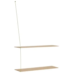 Woud Stedge hylla, 80 cm, vitlackerad ek – mässing