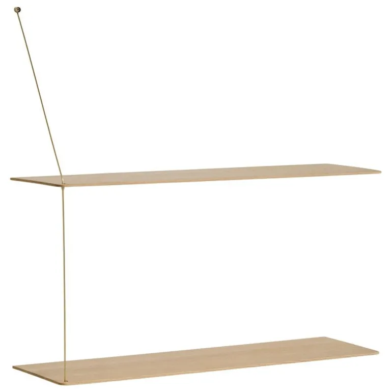 Woud Stedge hylla, 80 cm, vitlackerad ek – mässing