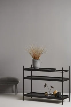 Woud Tray låg hylla, svart